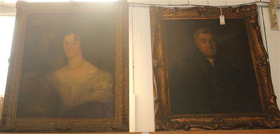 19C English School, pair of portraits of a lady & gentleman, oil on canvas